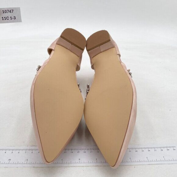 XYD Nude Pointed Toe D'Orsay Wedding Flat Sandals Rhinestones Ankle Strap Shoes - Picture 7 of 8